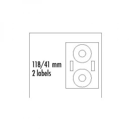 Logo etykiety na CD 118/41mm, A4, matowe, białe, 2 etykiety, 2 płyty, 140g/m2, pakowane po 10 szt., do drukarek atramentowych i 