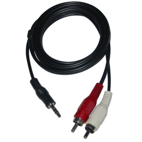 Audio Kabel Jack (3,5mm) M - 2x CINCH M, 5m, czarna