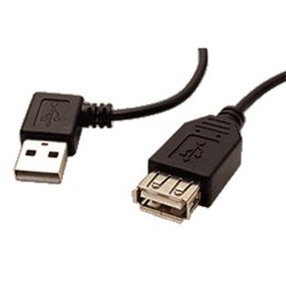 Przedłużacz USB (2.0), USB A M - USB A F, 0.3m, Kabel kątowy USB 90°, czarny