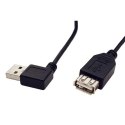 Przedłużacz USB (2.0), USB A M - USB A F, 0.3m, Kabel kątowy USB 90°, czarny