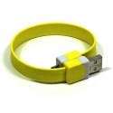 Logo USB kabel (2.0), USB A M - microUSB (M), 0.25m, żółty, blistr, na nadgarstek, EOL