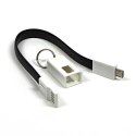 Logo USB kabel (2.0), USB A M - microUSB (M), 0.2m, czarny, blistr, breloczek na klucze