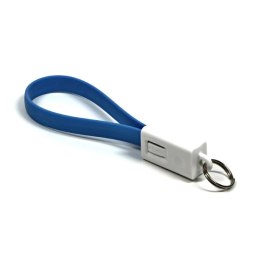 USB kabel (2.0), USB A M - microUSB (M), 0.2m, niebieski, breloczek na klucze