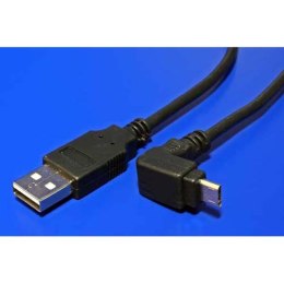 USB kabel (2.0), USB A M - microUSB (M), 1.8m, pod katem 90°, czarny