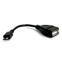 USB kabel (2.0), microUSB (M) - USB A F, 0.15m, OTG, czarny, EOL