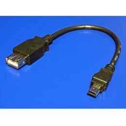 USB kabel (2.0), miniUSB (M) - USB A F, 0.2m, czarny