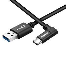 Avacom USB kabel (3.1), USB A M - USB C (M), 1.1m, okrągły, czarny, złącze 90 st