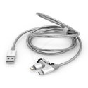 Verbatim USB kabel (2.0), USB A M - microUSB (M) + Apple Lightning (M), 1m, srebrny, box, 48869, 2 w 1 - regulowane złącze Light