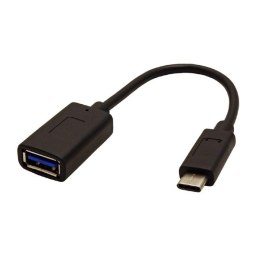 USB redukcja (3.0), USB C (M) - USB A F, 0.15m, okrągły, czarny, plastic bag, kabel OTG