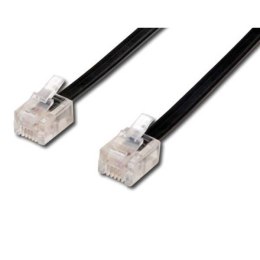 Kabel telefoniczny 4-żyłowy, RJ11 M - RJ11 M, 3 m, czarny, do ADSL modem economy