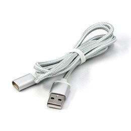 USB kabel (2.0), USB A M - magnetyczna końcówka, 1m, srebrny