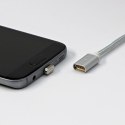 Kabel USB z zestawem końcówek (2.0), USB A M - microUSB (M) + Apple Lightning (M) + USB C (M), 1m, przewód okrągły w oplocie, sr