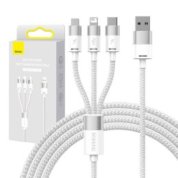 Kabel USB 3w1 Baseus StarSpeed, USB-C + micro USB + Lightning, 3,5A, 1.2m (biały)