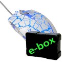 Mysz przewodowa USB, E-blue Cobra, biało-niebieska, optyczna, 2500DPI, e-box