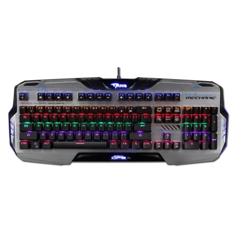 E-blue Mazer Mechanical 729, klawiatura US, do gry, podświetlana, niebieskie przełączniki rodzaj przewodowa (USB), czarna, mecha
