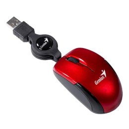Mysz przewodowa, Genius Micro Traveler V2, czerwona, optyczna, 1200DPI