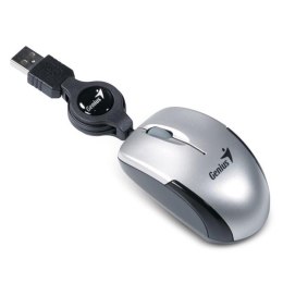 Mysz przewodowa, Genius Micro Traveler V2, srebrna, optyczna, 1200DPI