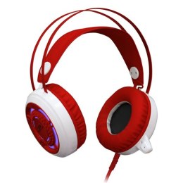 Redragon SAPPHIRE, Gaming Headset, słuchawki z mikrofonem, z regulacją głośności, biało-czerwony, 2x 3.5 mm jack + USB
