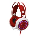Redragon SAPPHIRE, Gaming Headset, słuchawki z mikrofonem, z regulacją głośności, biało-czerwony, 2x 3.5 mm jack + USB