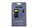 Avacom ładowarka samochodowa z dwoma wyjściami USB 5V/1A - 3.1A, czarno-zielona