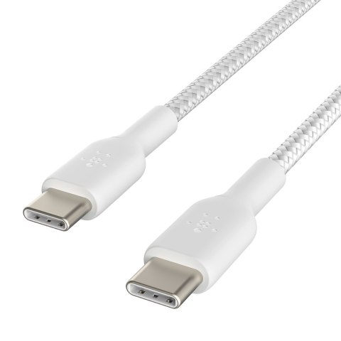 Belkin 2 Kable w oplocie USB-C na USB-C 60W, 1 m, białe