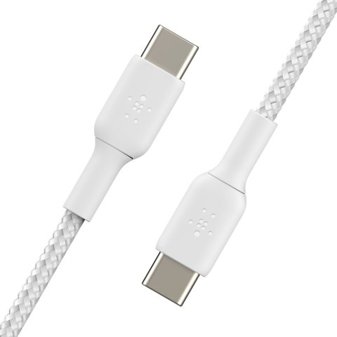 Belkin 2 Kable w oplocie USB-C na USB-C 60W, 1 m, białe