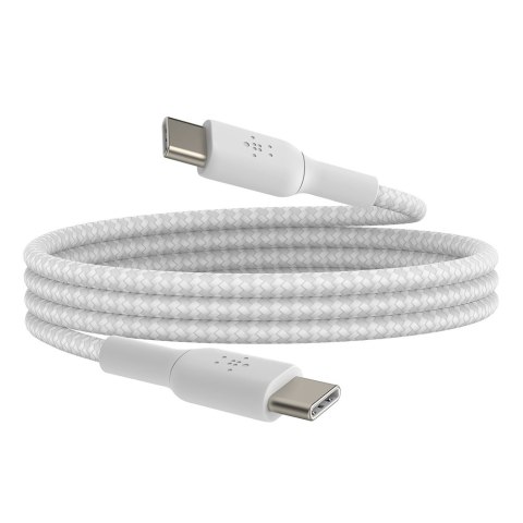 Belkin 2 Kable w oplocie USB-C na USB-C 60W, 1 m, białe