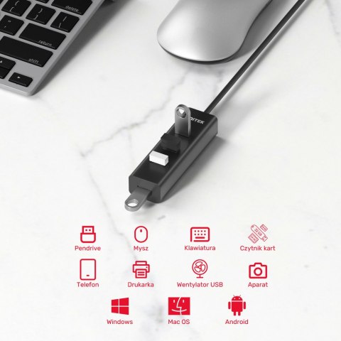 Unitek Aktywny hub USB-A 5Gbps, 4 porty USB-A
