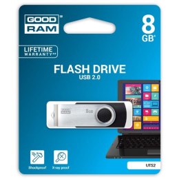 Goodram USB flash disk, USB 2.0, 8GB, UTS2, czarny, UTS2-0080K0R11, USB A, z obrotową osłoną