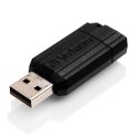 Verbatim USB flash disk, USB 2.0, 16GB, PinStripe, Store N Go, czarny, 49063, USB A, z wysuwanym złączem