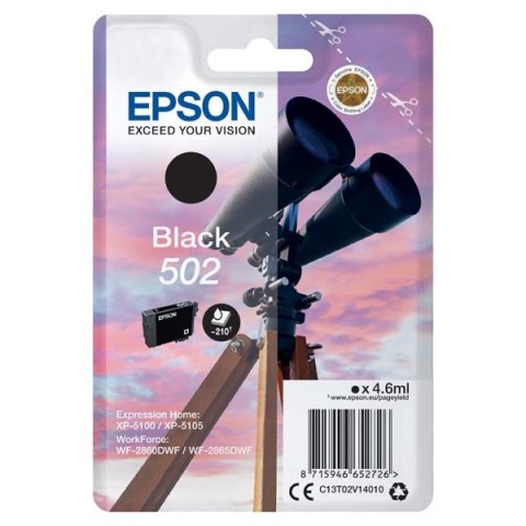 Epson oryginalny ink / tusz C13T02V14010, T02V140, 502, black, 210s, 4.6ml