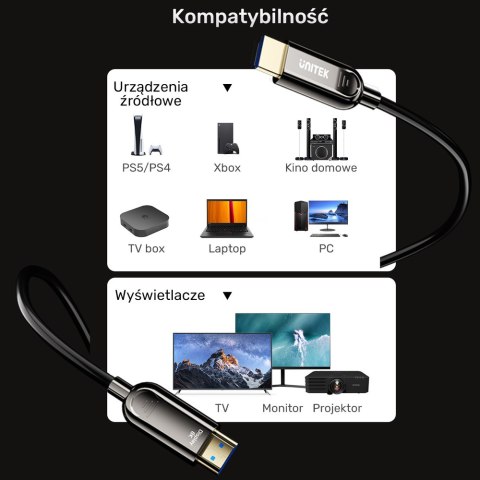 Unitek Kabel optyczny HDMI 2.1 AOC 8K 120Hz 30m