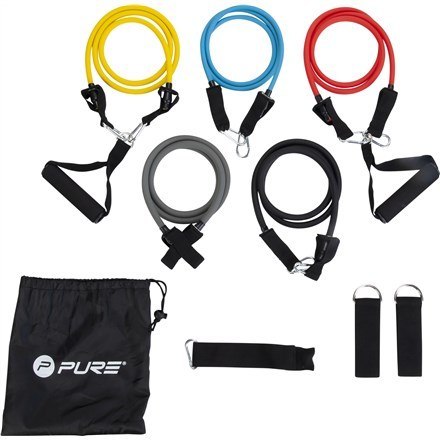 Pure2Improve | Zestaw rurek do ćwiczeń | Czarny, niebieski, szary, czerwony i żółty