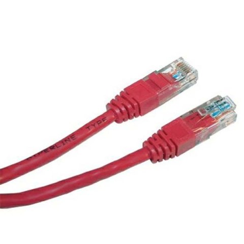 Przewód LAN UTP patchcord, Cat.5e, RJ45 M - RJ45 M, 0.25 m, nieekranowany, czerwony, economy, EOL
