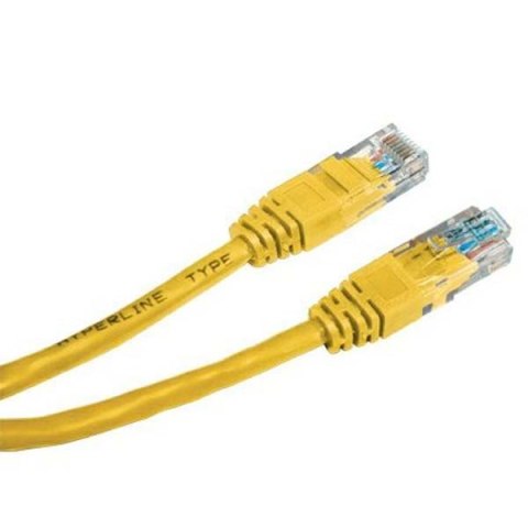 Przewód LAN UTP patchcord, Cat.5e, RJ45 M - RJ45 M, 0.25 m, nieekranowany, żółty, economy, EOL