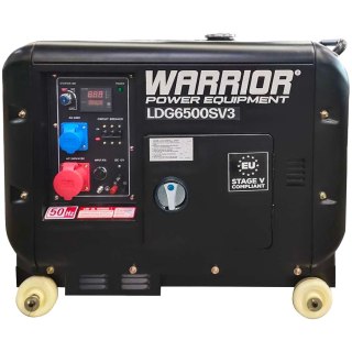 WARRIOR Generator Diesel, 5500W, 68dB, elektryczny start, Czarny