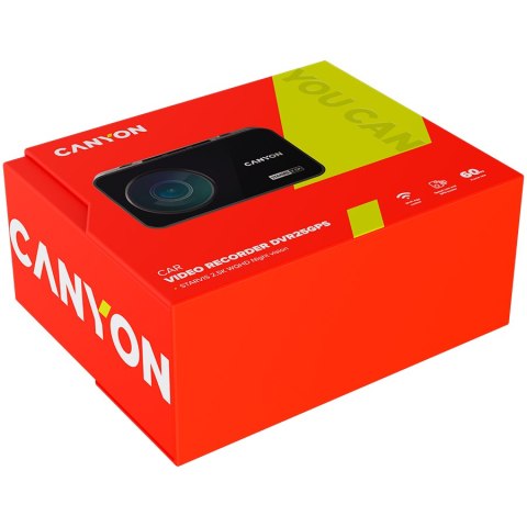 CANYON Wideorejestrator DVR25GPS WQHD 2.5K 1440p Wi-Fi GPS Czarny