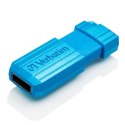 Verbatim USB flash disk, USB 2.0, 32GB, PinStripe, Store N Go, niebieski, 49057, USB A, z wysuwanym złączem