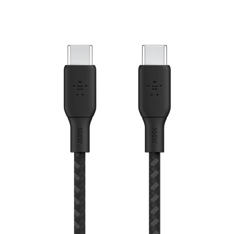 Belkin Kabel w oplocie USB-C na USB-C 2.0, 100W, 2 m, czarny