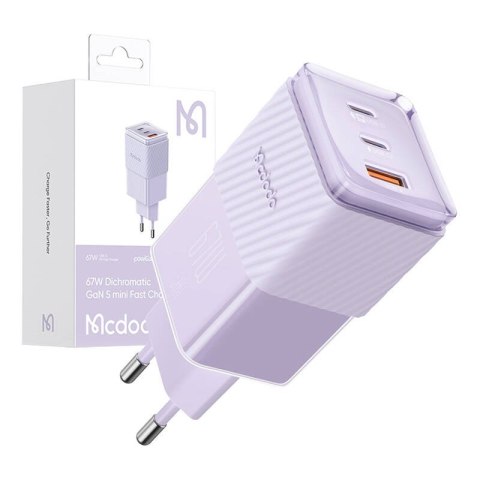 Ładowarka sieciowa GaN 67W Mcdodo CH-1502 2x USB-C, USB-A (fioletowa)