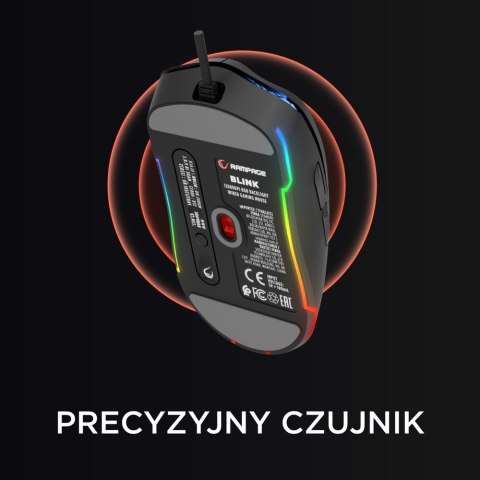 Rampage BLINK myszka gamingowa przewodowa USB, 12800 DPI, RGB, sensor optyczny, czarna