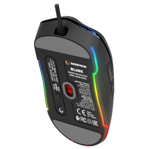 Rampage BLINK myszka gamingowa przewodowa USB, 12800 DPI, RGB, sensor optyczny, czarna