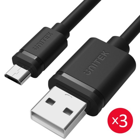 Zestaw przewodów microUSB-USB 3 x 0,3m