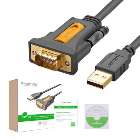 Kabel USB do DB9 RS-232 Ugreen CR104, 2m (czarny)