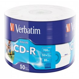 Verbatim CD-R, 43794, Inkjet Printable, 50-pack, 700MB, 50x, 80min., 12cm, wrap, do archiwizacji danych