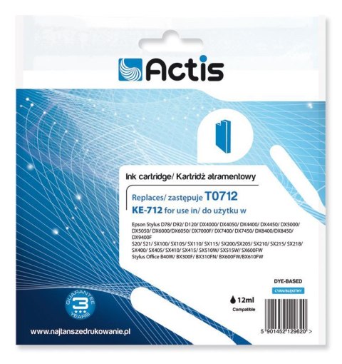 Actis KE-712 Tusz (zamiennik Epson T0712, T0892, T1002; Standard; 13.5 ml; niebieski)