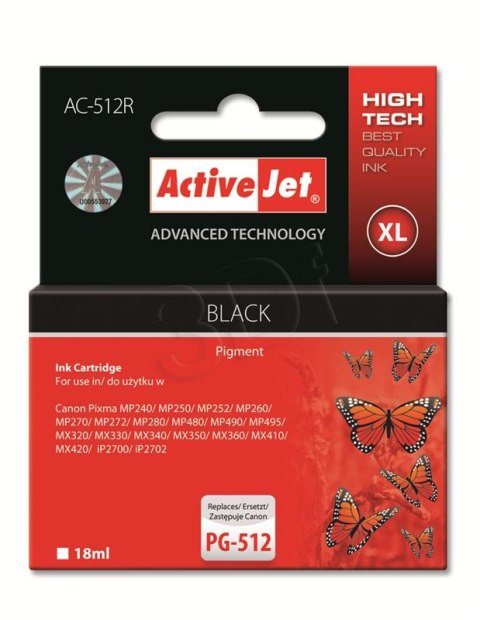 Activejet AC-512R Tusz (zamiennik Canon PG-512; Premium; 18 ml; czarny)