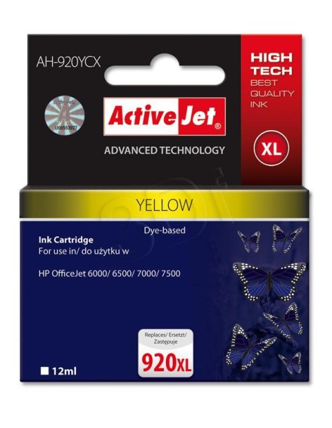 Activejet AH-920YCX Tusz (zamiennik HP 920XL CD974AE; Premium; 12 ml; żółty)