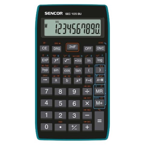 Sencor Kalkulator SEC 105 BU, czarna, szkolny, 10 cyfr, niebieska ramka