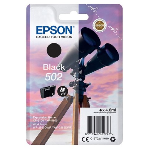 Epson oryginalny ink / tusz C13T02V14020, T02V140, 502, black, 210s, 4.6ml